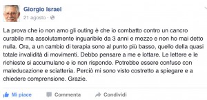 L'annuncio agli amici di Facebook